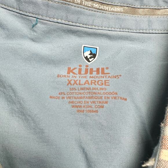 Kuhl | Men | Skorpio Plaid Linen Blend Outdoor Casual Button Up Shirt | XXL - Picture 6 of 10